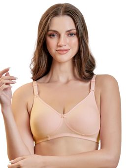MAROON - Cotton Blend Non Padded Full Coverage Wirefree Women T-Shirt Bra - Beige