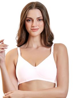 MAROON - Cotton Blend Non Padded Full Coverage Wirefree Women T-Shirt Bra - White
