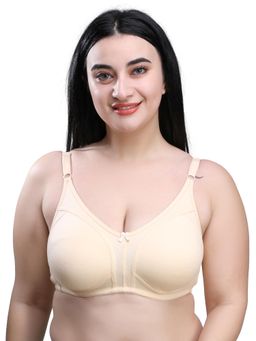 MAROON - Cotton Blend Non Padded Full Coverage Non-Wired Women Minimizer Bra - Nude