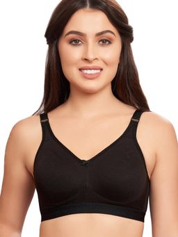 MAROON - Cotton Blend T Shirt Bra - Non-Wired and Non Padded and Full Coverage Bra - Black