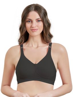 MAROON - Cotton Blend T Shirt Bra - Non-Wired and Non Padded and Full Coverage Bra - Black
