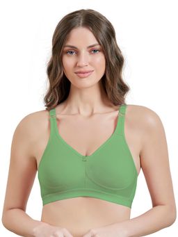 MAROON - Cotton Blend T Shirt Bra - Non-Wired and Non Padded and Full Coverage Bra - Green