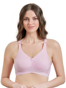 MAROON - Cotton Blend T Shirt Bra - Non-Wired and Non Padded and Full Coverage Bra - Pink