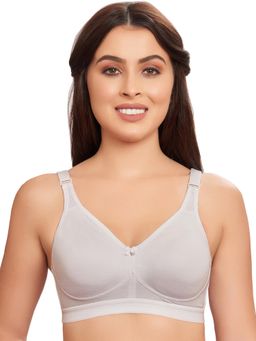 MAROON - Cotton Blend T Shirt Bra - White Non-Wired and Non Padded and Full Coverage Bra - White