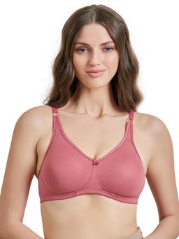 MAROON - Polycotton Non Padded Non-Wired Women's T-Shirt Bra - Pink