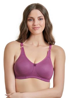 MAROON - Polycotton Non Padded Non-Wired Women's T-Shirt Bra - Purple