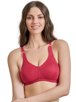 MAROON - Polycotton Non Padded Non-Wired Women's T-Shirt Bra - Red