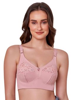 MAROON - Long Lasting M Frame Non-Wired Non-Padded Seamed Full Coverage T-Shirt Bra - Pink
