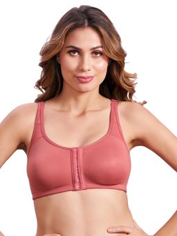 MAROON - Cotton Brushed Lycra Full Coverage Non-Wired Non-Padded Magic Bra - Pink