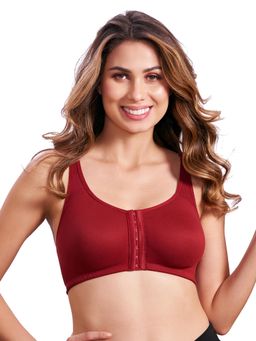 MAROON - Cotton Brushed Lycra Full Coverage Non-Wired Non-Padded Magic Bra - Maroon