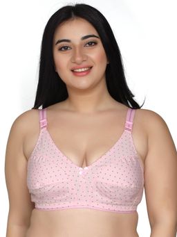 MAROON - Cotton Lycra Blend Seamed Non Padded Women's Full Coverage Bra - Pink
