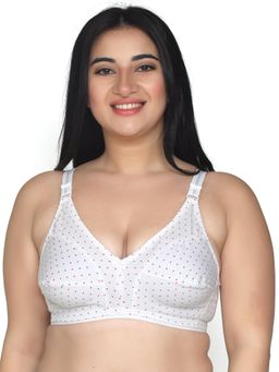 MAROON - Cotton Lycra Blend Seamed Non Padded Women's Full Coverage Bra - White