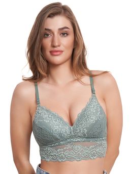 MAROON - Lace Heavily Padded Medium Coverage Non-Wired Women Bra - Olivelette Bra - Olive