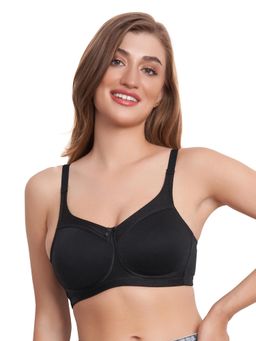 MAROON - Cotton Blend Non Padded Full Coverage Non-Wired Women T-Shirt Bra - Black