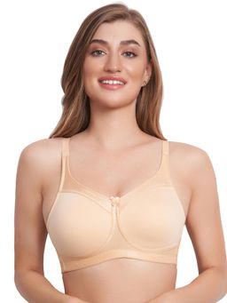 MAROON - Cotton Blend Non Padded Full Coverage Non-Wired Women T-Shirt Bra - Nude
