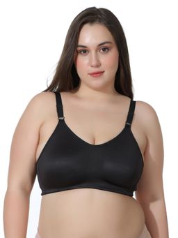 MAROON - Cotton Satin Blend Non Padded Non-Wired Women Minimizer Bra - Black