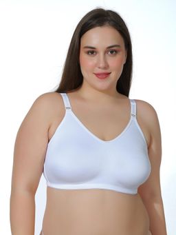 MAROON - Cotton Satin Blend Non Padded Non-Wired Women Minimizer Bra - White