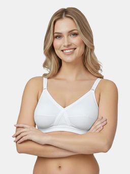 MAROON - Cotton Blend Seamed Non Padded Full Coverage Women Minimizer Bra - White