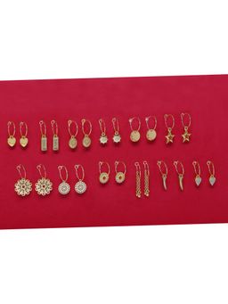 Lilly & Sparkle - Set of 12 Gold-Toned Contemporary Earrings