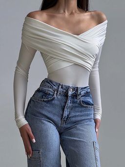 Outzidr - White Party Off Shoulder Bodysuit