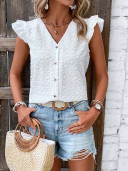 Outzidr - White Front Buttoned Schifley Vacay Top