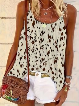 Outzidr - White Printed Camisole Vacay Top