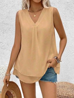 Outzidr - Khaki Carnival Printed Casual Wear Top