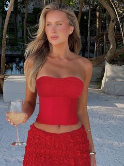 Outzidr - Red Tube Corset Crop Top