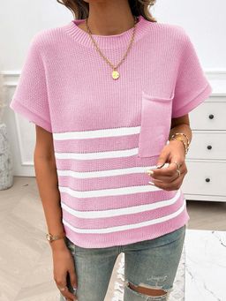 Outzidr - Pink Textured Striped Top