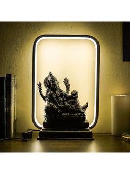 HomeTown - Luminus Polyresin Ganesha Led Gold Idol In Brown