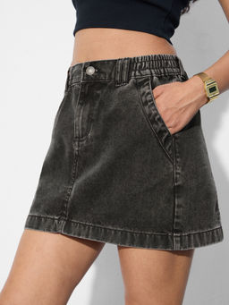 The Souled Store - Women Black Originals Denim Skirt: Raven Denim Skirt