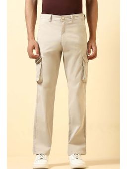 Allen Solly - Mens Beige Solid Casual Cargo Pant
