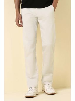 Allen Solly - Mens White Textured Casual Trousers