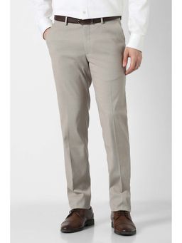 Peter England - Mens Grey Solid Formal Trousers