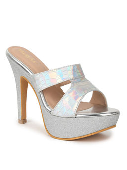 VALIOSAA - Silver Party Textured Stilettos