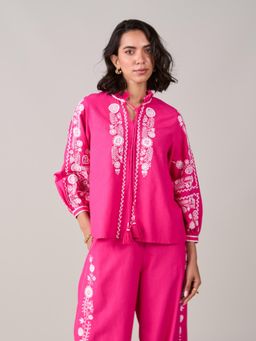 Style Island - Amelie Embroidered Top-Pink