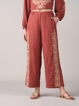 Style Island - Jane Embroidered Pant-Brown