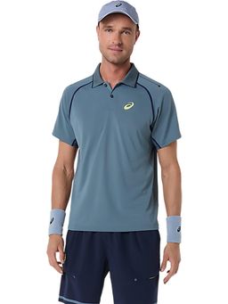 ASICS - Grey Polyester Collar Neck Polo T-Shirt