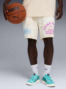 Puma - White Cotton Mid Waist Shorts