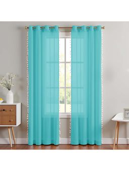 HOMEMONDE - Blue Transparent Cotton Sheer Celeste Solid Drapes Window & Door Curtains