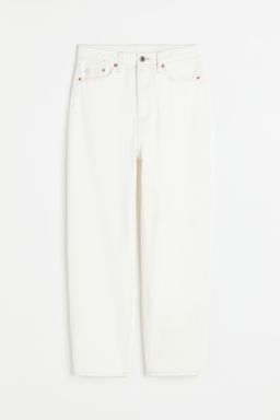 H&M - Women White Mom Loose Fit Ultra High Ankle Jeans