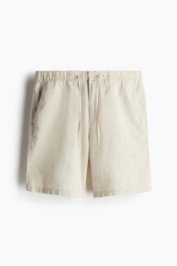H&M - Men White Regular Fit Linen-Blend Shorts