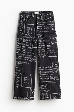 H&M - Men Black Bootcut Loose Cargo Jeans