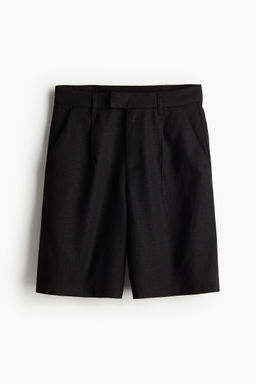 H&M - Women Black Linen-Blend Tailo Shorts