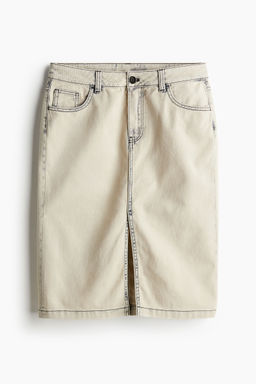 H&M - Women Beige Knee-Length Twill Skirt