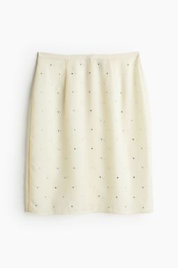 H&M - Women Beige Rhinestone-Embellished Skirt