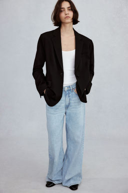 H&M - Women Blue Feather Soft Super Wide Ultra High Jeans