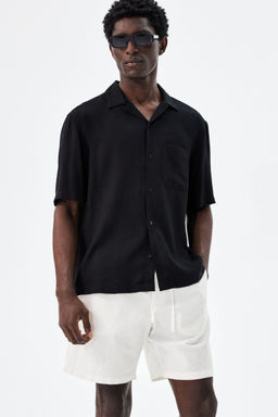 H&M - Men White Regular Fit Linen-Blend Shorts