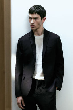 H&M - Men Blue Slim Fit Linen Jacket