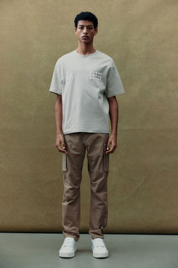 H&M - Men Beige Slim Fit Ripstop Cargo Trousers